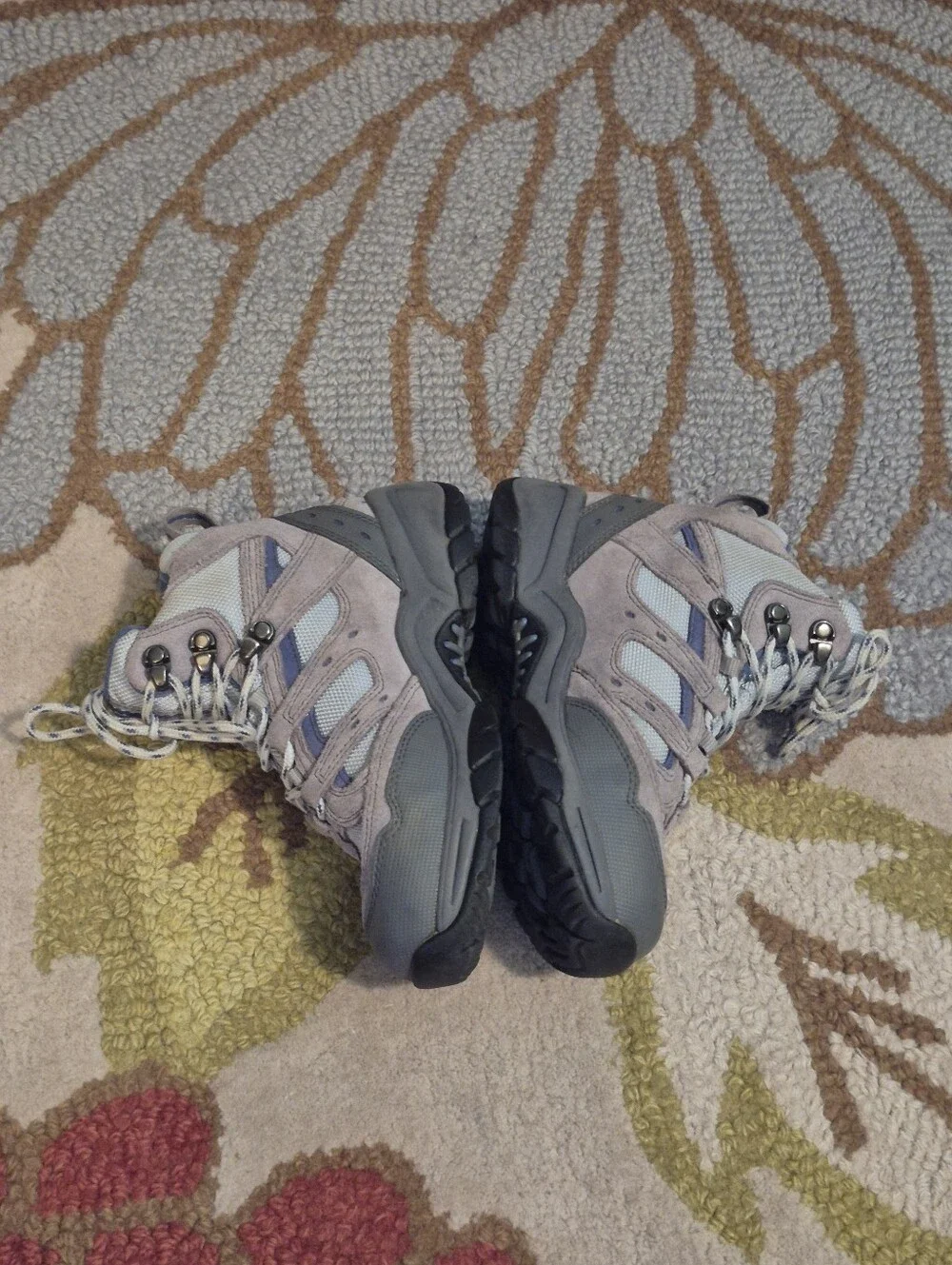 L.L.Bean Unisex Kids Blue And Gray Ankle Hiking Boots Size 2